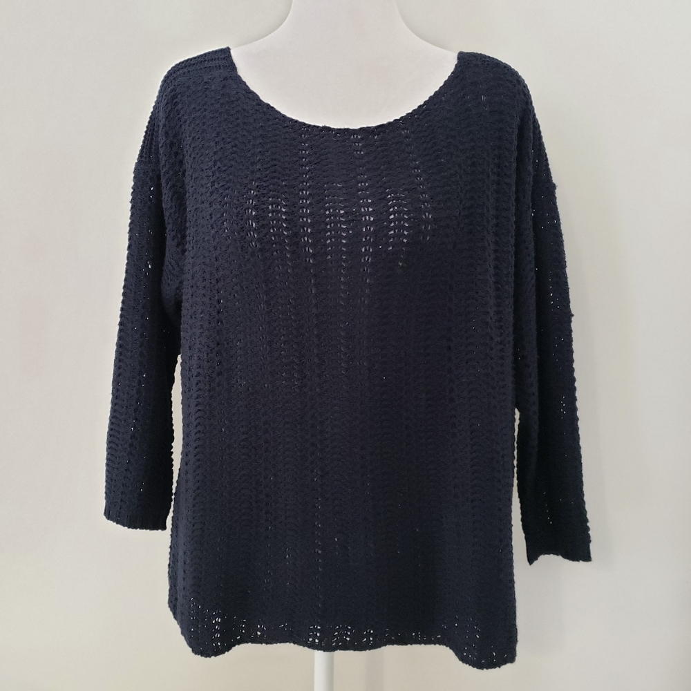 Guess‎ Womens Open Knit Sweater SMALL Oversized Beachy Back Zip Casual